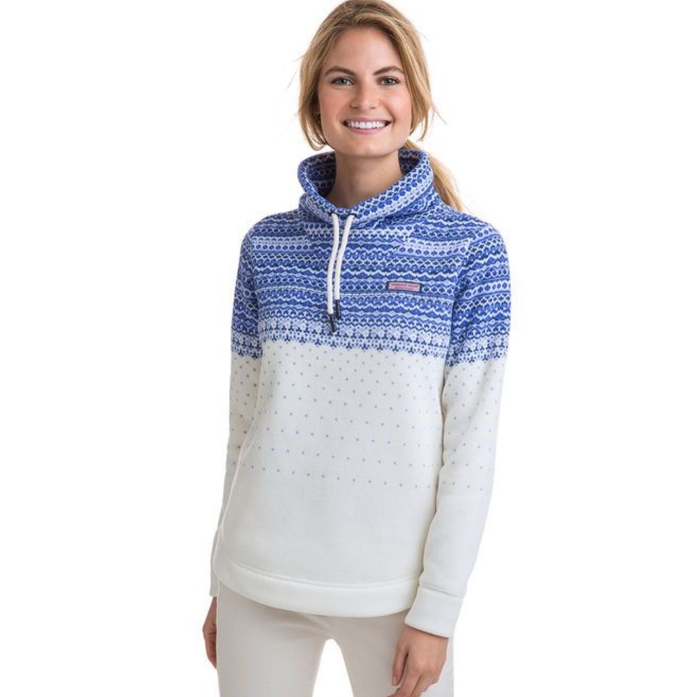 Vineyard Vines Fair Isle Sweater Fleece Funnel Neck Shep Shirt Size Small - Picture 1 of 10